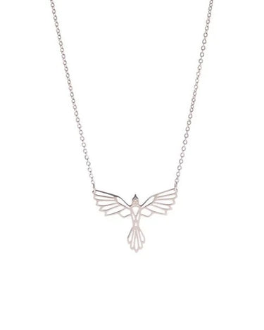 silver hollow phoenix necklace