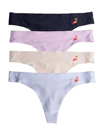 women's thongs in black, pink, beige, and white